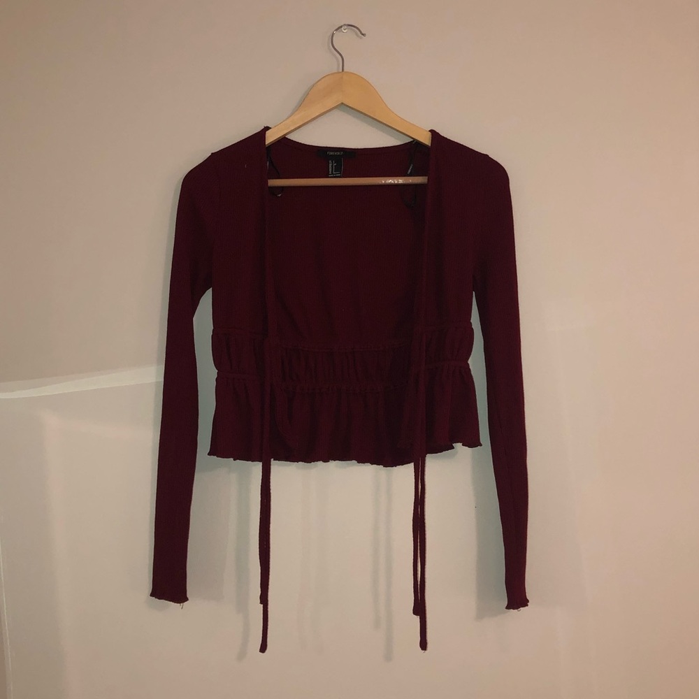 Maroon Tie Front Shirt - Picture 3 of 6